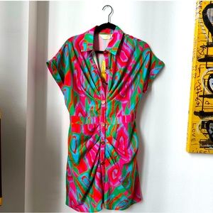 Colorful Buttonup Shirt Dress
